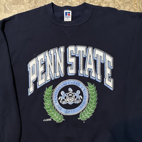 Vintage Russell Sweatshirt Mens XL Blue Penn State Crest Collegiate Made In USA - Picture 1 of 11